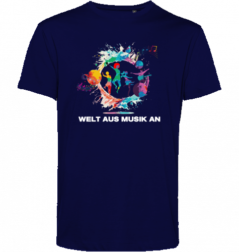 Organic T-Shirt (men) WELT AUS MUSIK AN - white typo