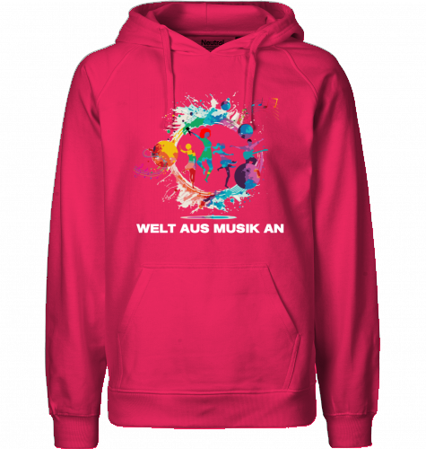Organic Hoodie (men) WELT AUS MUSIK AN - white typo