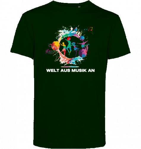 Organic T-Shirt (men) WELT AUS MUSIK AN - white typo