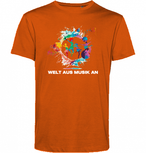Organic T-Shirt (men) WELT AUS MUSIK AN - white typo