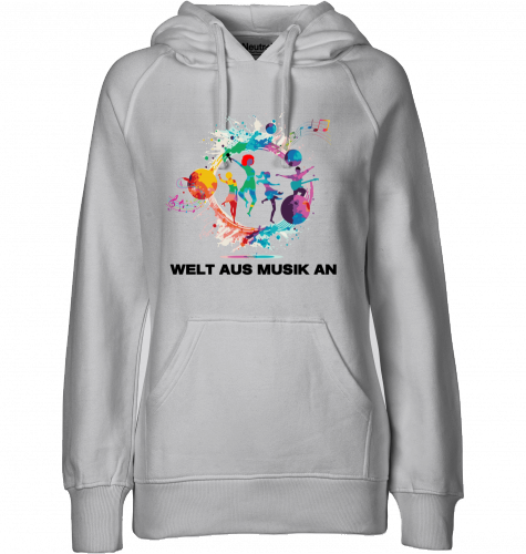 Organic Hoodie (women) WELT AUS MUSIK AN - black typo
