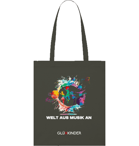 Organic WELT AUS MUSIK AN Bag - white typo