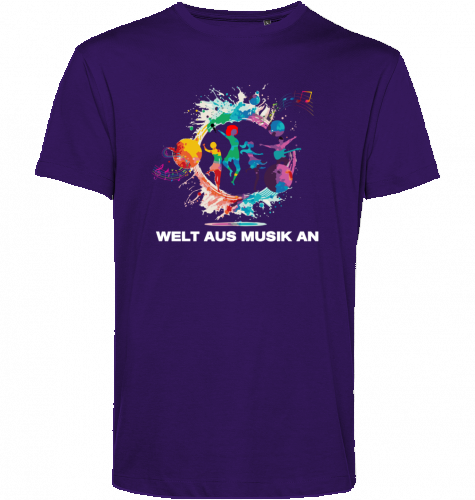 Organic T-Shirt (men) WELT AUS MUSIK AN - white typo