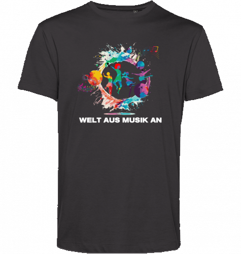 Organic T-Shirt (men) WELT AUS MUSIK AN - white typo